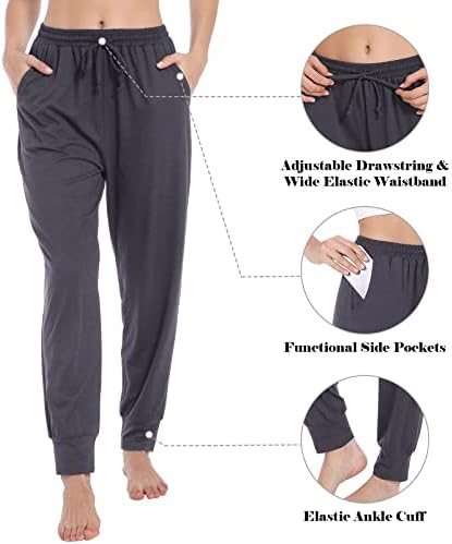 Ummiss Womens Duksevi visokog struka joga hlača sa džepovima Elastični nacrticanje Joggers Atletičke hlače