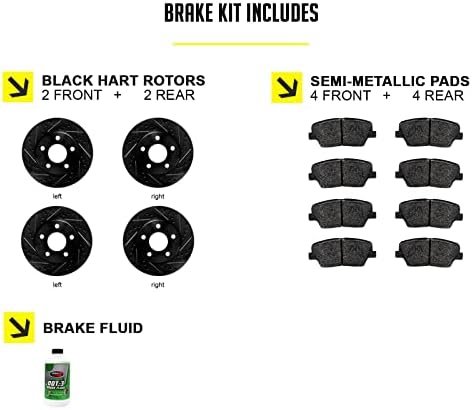 Hart kočnice Prednji stražnje kočnice i rotori Kit | Prednji stražnji kočni jastučići | Rotori i jastučići kočnice