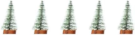 Abaodam 5 kom Mini božićno stablo Desktop malog ukrasnog tabela Cedar sa lampom za kućne dekorativne