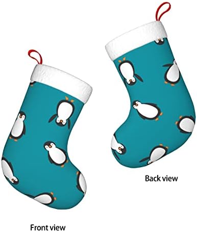 Austenstern Božićne čarape Smiješni slatki pingvini plavi dvostrani kamin viseći čarape