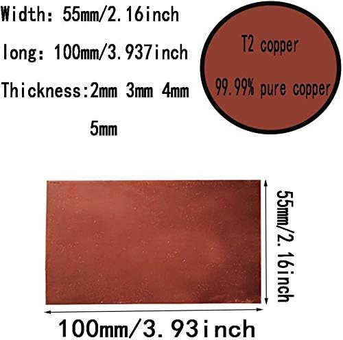 Xunkuaenxuan metalna bakrena folija 99,9% bakrena lima metalna ploča materijala industrijski materijali 55mmx100mm