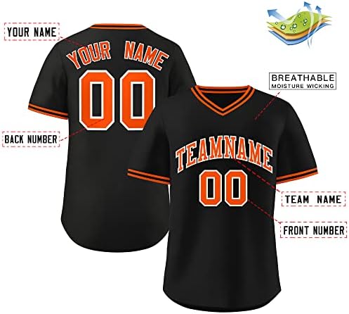 Prilagođena Bejzbol dres V-izrez Kratak rukav T-Shirt, personalizirano Ime & amp; Broj & amp;Logo za odrasle