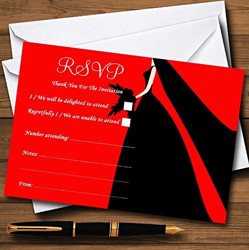 Crvene crne mladenke personalizirane RSVP kartice