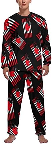 SAD Kanada zastava Muška pidžama set dugih rukava pulover za spavanje mekog lonag set PJS za kućnu