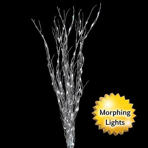 Brite Star 60 LT morping Sliver Glitter Twig Tree na otvorenom žice, čisto bijelo