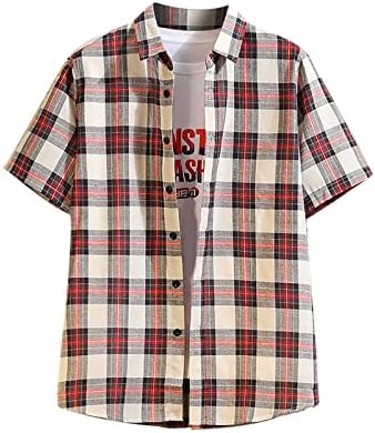 Karirana košulja za muške majice letnje kratke rukave dugme dole košulje labave karirane košulje