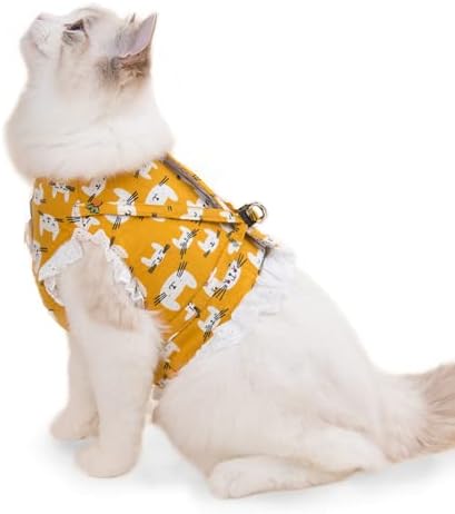 Dora Svadbeni pojas za mačke set za povodac sa čipkastim obrubom, pojas za prsluk brušene mačke za pse za bijeg