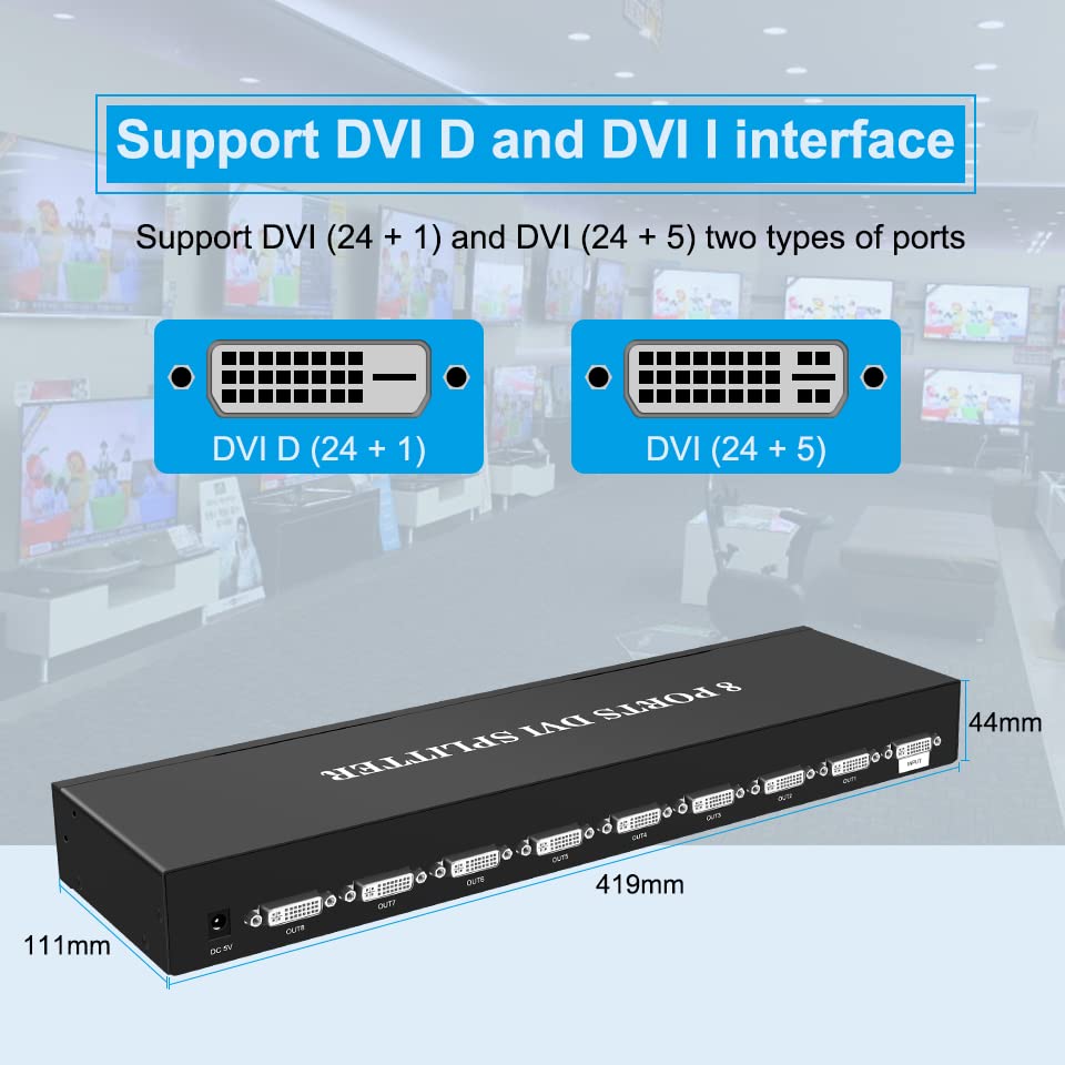 HDSUNWSTD DVI Splitter 1x8 DVI 1 u 8 OUT 8PORT DVI Distributivni razdjelnik DVI, DVI Selektor za PC