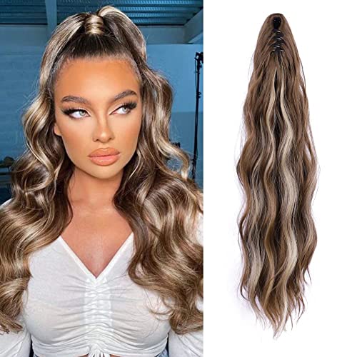 Lommel Ponytail Extension Claw Clip rep Extension for Women 20 Inch Long Wavy rep Extensions Fluffy Synthetic