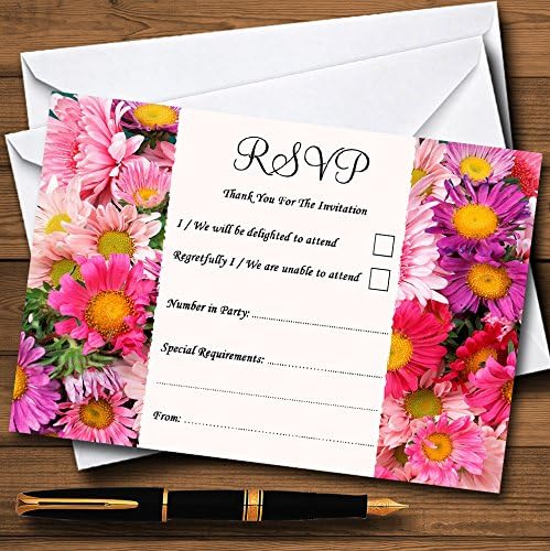 Prilično ružičasto cvijeće personalizirane RSVP kartice