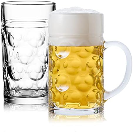 Glass Beer Stein šolje Jumbo šolje, Nemačke staklene šolje za pivo sa ručkom 1,2 litra,velike