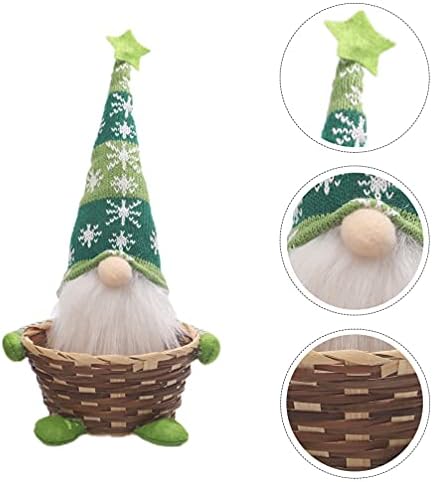 NUOBESTY Santa Claus Ornamenti Božić Candy Bowl Božić Candy Storage Basket Plush Gnome Holding Basket Bowl poklon