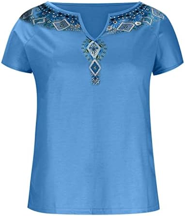 Casual bluze za ženske kratkih rukava Vneck Paisley Print Vintage Renesanse Seljački etnički Steampunk Tops Dame