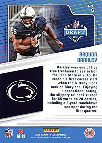 2018 Ocjena NFL Nacrt 6 Saquon Barkley Penn State Nittany Lions Fudbalska karta