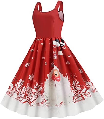 Božić Swing haljine za žene 1950-ih Vintage Rockabilly maturalne haljine bez rukava koktel party Sling
