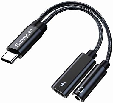 Sunnylan USB C do 3.5 mm Adapter za slušalice i punjač, 2-u-1 USB C do aux Mic priključak sa USB