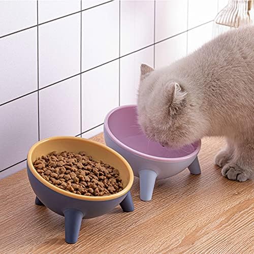 Chuchen Cat Dog Bowl 15 stupnjeva podignuta plastične posude za mačke zaštićene vrat štene mačje hranilice Neklizajuće