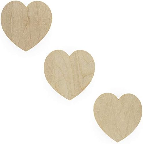Set od 3 nedovršena neobojena drvena izreza oblika srca uradi sam zanat 3,2 inča