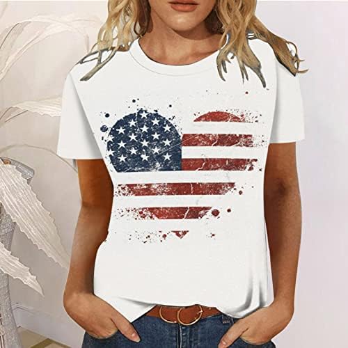 Nyybw 4. srpnja Košulje za žene okrugli vrat kratki rukav patriot majica Štampana labava fit tunika