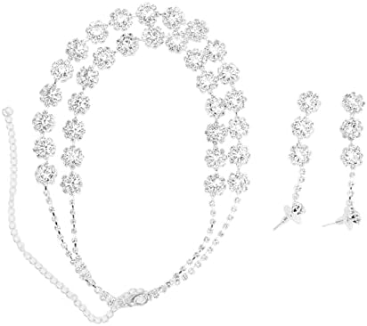 Yuehuamech sjajni Rhinestones Ogrlica Naušnice Set kristalni vjenčani nakit kristalni Svadbeni Set
