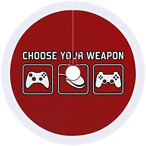 Odaberite svoje oružje Video Game Controller Božićna suknja Crvena okrugla Xmas Sign sa drvećem sa