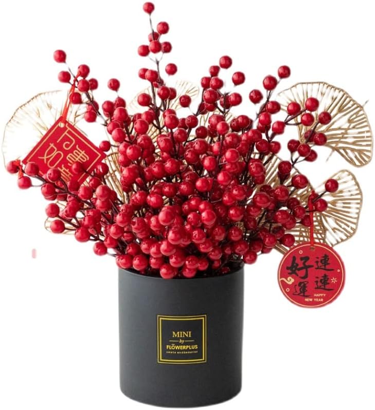 Zlatna keramička vaza keramička vaza saksija moderna blagovaonica dnevni boravak oprema za dom crveno voće bogatstvo ukras za voće Nova godina dekoracija povoljan cvjetni aranžman