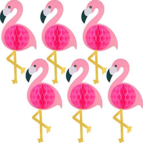 Blulu 6 komada Flamingo viseći ukrasi 21,6 inčni tropski ružičasti Flamingo party Dekoracije za saće za