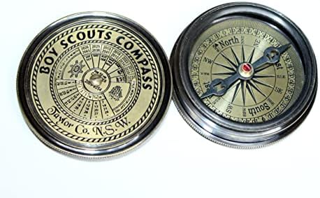 Kompas nautičkog mesinga sa drvenom kutijom za planinarenje, alat za preživljavanje | Džepni kompas, kampiranje