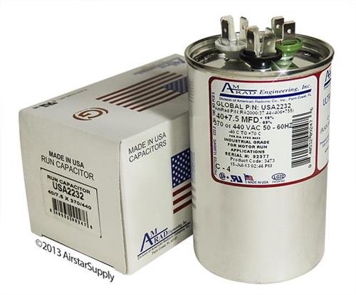 40 + 7.5 Uf/Mfd okrugli dvostruki univerzalni kondenzator zamjena Amrad USA2232 zamjena-koristi se za 370 ili