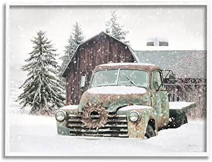 Stupell Industries Rural Vintage Truck & amp ;Barn Snowy Winter Landscape, design by Lori Deiter
