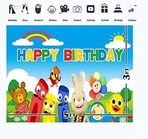 Slična Babyfirst boja posada rođendanske potrepštine Banner 5x3ft Sretan rođendan Babyfirst TV