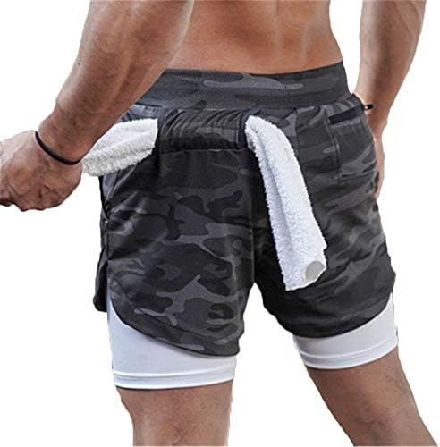 Andongnywell muške 2 u 1 aktivne kratke pantalone elastičnost lagani Brzosušeći Jogger šorc sa džepovima