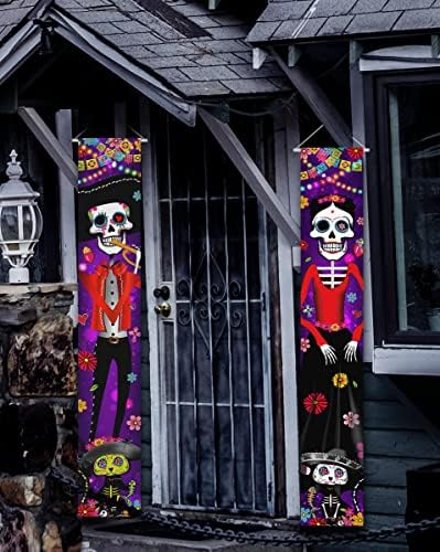 Dia de los Muertos Party-Day The Death Trijepni potpisnici Banner, meksički šećerni lubanja viseći baner za meksičku