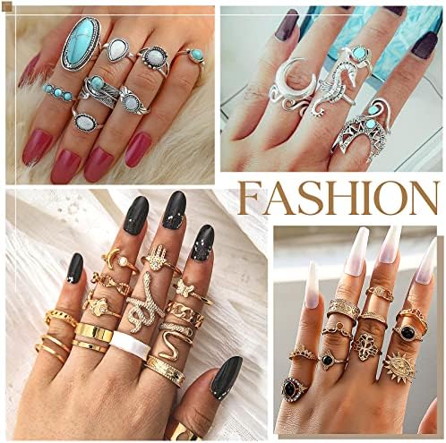 105 kom Vintage Silver Knuckle Rings Set Stackable Joint Finger Turquoise Rings for Women Boho