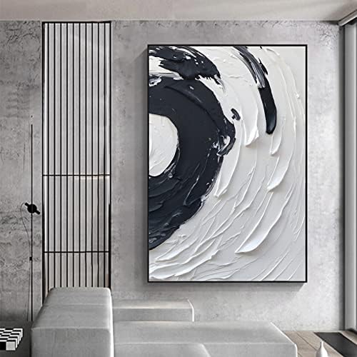 Crno-bijelo zidno umjetnost platno Moderno apstraktno umjetničko djelo crno bijeli teksturi zidni