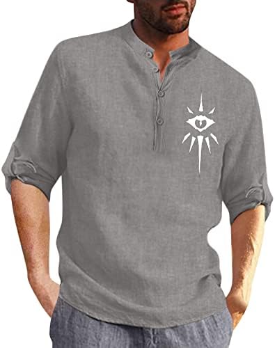 ZDDO muške košulje Henley Pamučna posteljina, dugih rukava Hipi yoga smiješna grafička ljetna plaža
