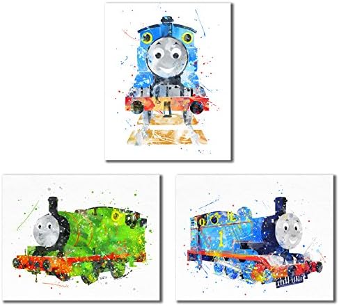 Thomas i prijatelji grafike Akvarelnog voza - Set od 3 fotografije zidnog umjetničkog dekora - Thomas