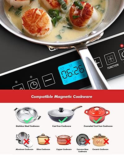 Giveneu prijenosni indukcijski kuhar, 1800W Kupac za indukciju plamenika, senzor Touch Control