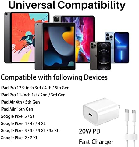 20W USB-C punjač za iPad Pro 12,9-inčni 5. 4. 3. generacija 11-inčni 1. 2. 3. kompatibilan sa