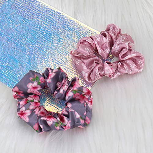 Flower Hair Scrunchies elastics hair Ties Floral list Design Pink Purple Hair Accessories For Women