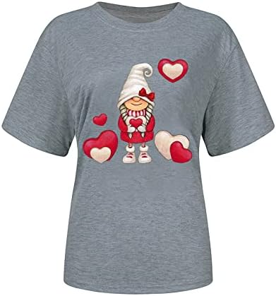 Majice za žene Valentinovo slatke gnomes Heart Balloon košulje Tunika Ljetni kratki rukav Ležerne prilike