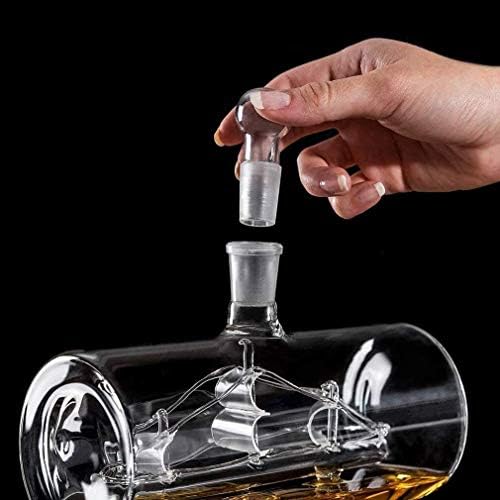 Whisky decanter Whisky Decanter Set sa 4 čašama &stalak za hrastovo drvo,jedinstveni dozator pića za Scotch,