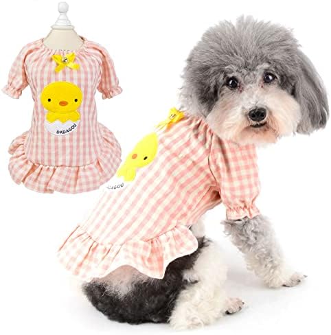 Zunea mali pas Shirts haljina za male pse djevojke meka pamuk štene odeća karirana ljetna majica slatka riba uzorak