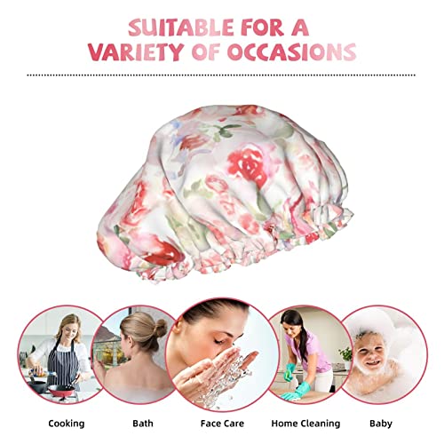 Ružičasta cvjetna kabina za tuširanje dvostruka kapa za kosu za tuširanje elastičnih tuš kabine za ženske