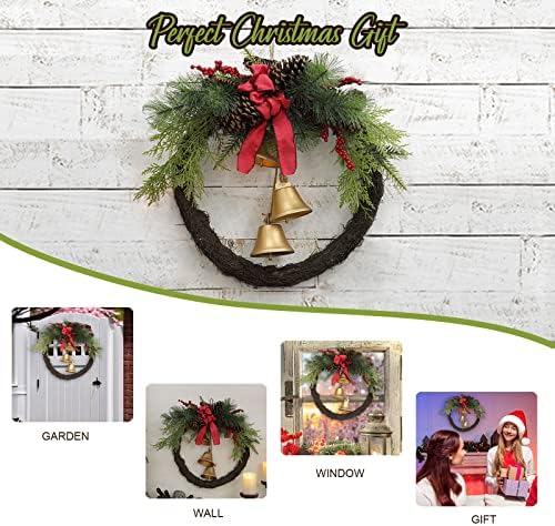 Božićni vijenac s metalnim zvono visećim ornamentom 18 inčni Xmas svečani vrata sa više božićnih