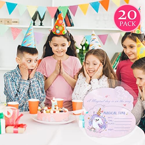 20 Postavite čarobne jednorožne pozivnice za rođendan, klizač za rođendanske pozivnice za djecu za
