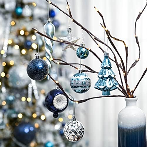 Valery Madelyn srebrno plava božićna ukras paket 100ct božićna kugla ukrasi + 48 inčna božićna