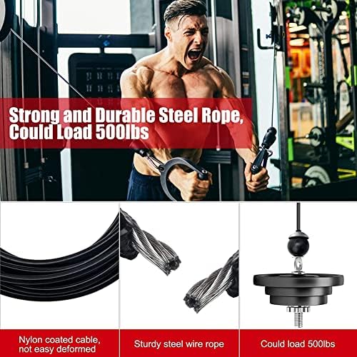 Jteyult 400cm Home Gym Fitness zamjena LAT kabla, podesiva dužina za mašinu za kablove remenice