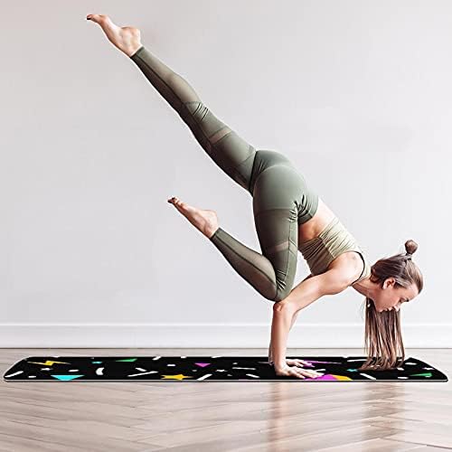 6mm Extra Thick Yoga Mat, Black Stars Print Eco-Friendly TPE exercise Mats Pilates Mat sa