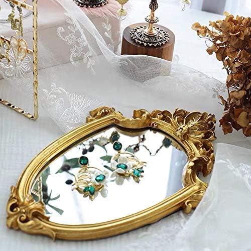 lemonadeus Vintage dekorativno zidno ogledalo zlatni štit umjetničko zlatno zidno ogledalo Vintage barokno zidno